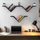 Mazjoaru Book Shelf for Wall Set of 2, Modern Hanging Bookshelf Wall Mounted Desktop Book Shelves Black Organizer for Bedroom Livingroom Office Mazjoaru