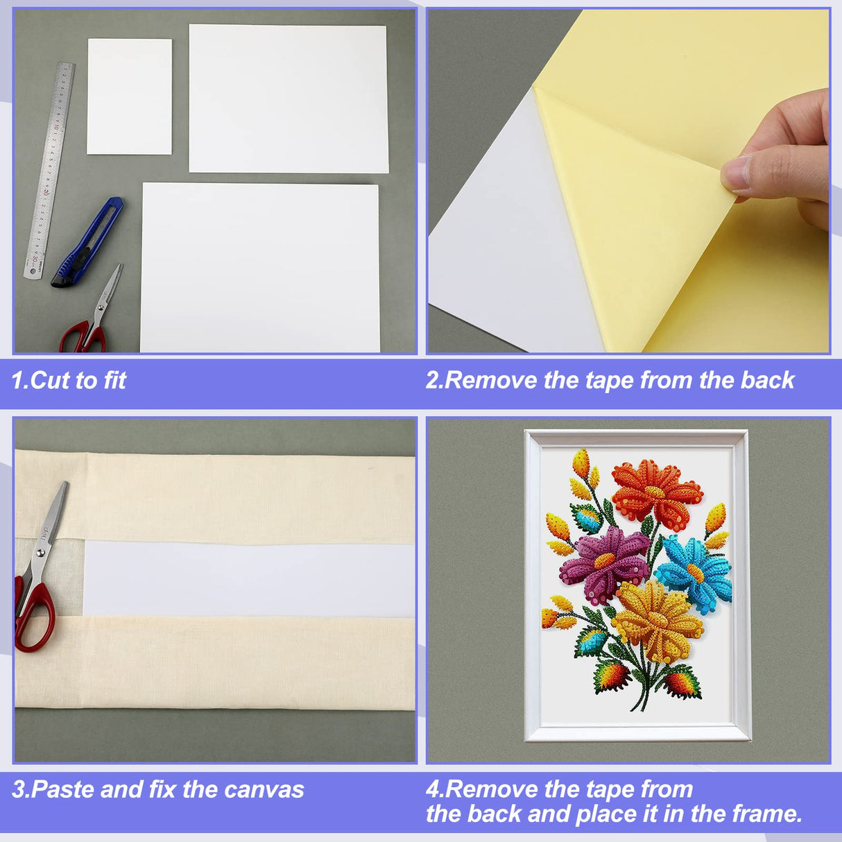 Ctosree 5 Pcs Self Stick Mounting Board, 5 x 7 Inch White Picture Frame Backing Board for Cross Stitch, Embroidery, Photo, Poster, Crafts, Artworks Ctosree