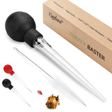 Kendane Turkey Baster With Cleaning Brush, Baster Syringe for Home Baking and Roaster Turkey, Include Detachable Food Grade Bulb with Double Scales for BBQ Grill Baking Kitchen Cooking Kendane