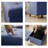 BRIAN & DANY Small Ottoman with Storage, Foot Stool Ottoman Storage Cube, Foot Rest for Couch with Legs, Navy Blue 15" x 15" x 15" BRIAN & DANY
