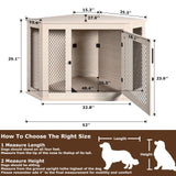 VENDORZ Corner Dog Crate Furniture, 52" Wooden Dog Kennel Furniture End Table with Mesh, Dog Kennel Indoor Furniture for Small Medium Large Dogs, Modern Decorative Wood Pet House Dog Cage Crate, Grey VENDORZ
