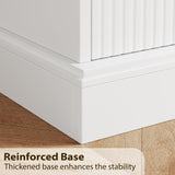 HOSTACK White Dresser, Modern 6 Drawer Double Dresser, Wide Dresser Chest of Drawers with Wavy Pattern | Handleless Deep Drawers, Wood Storage Dresser Cabinet for Living Room, Hallway, Entryway, White HOSTACK