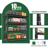 Rufokisa 48" W Garage Shelving Heavy Duty，2000LBS Loads Adjustable Garage Storage Shelves, 4-Tier Metal Shelving Units and Storage Racks Heavy Duty, 48”W x 16”D x 72”H，Black Rufokisa