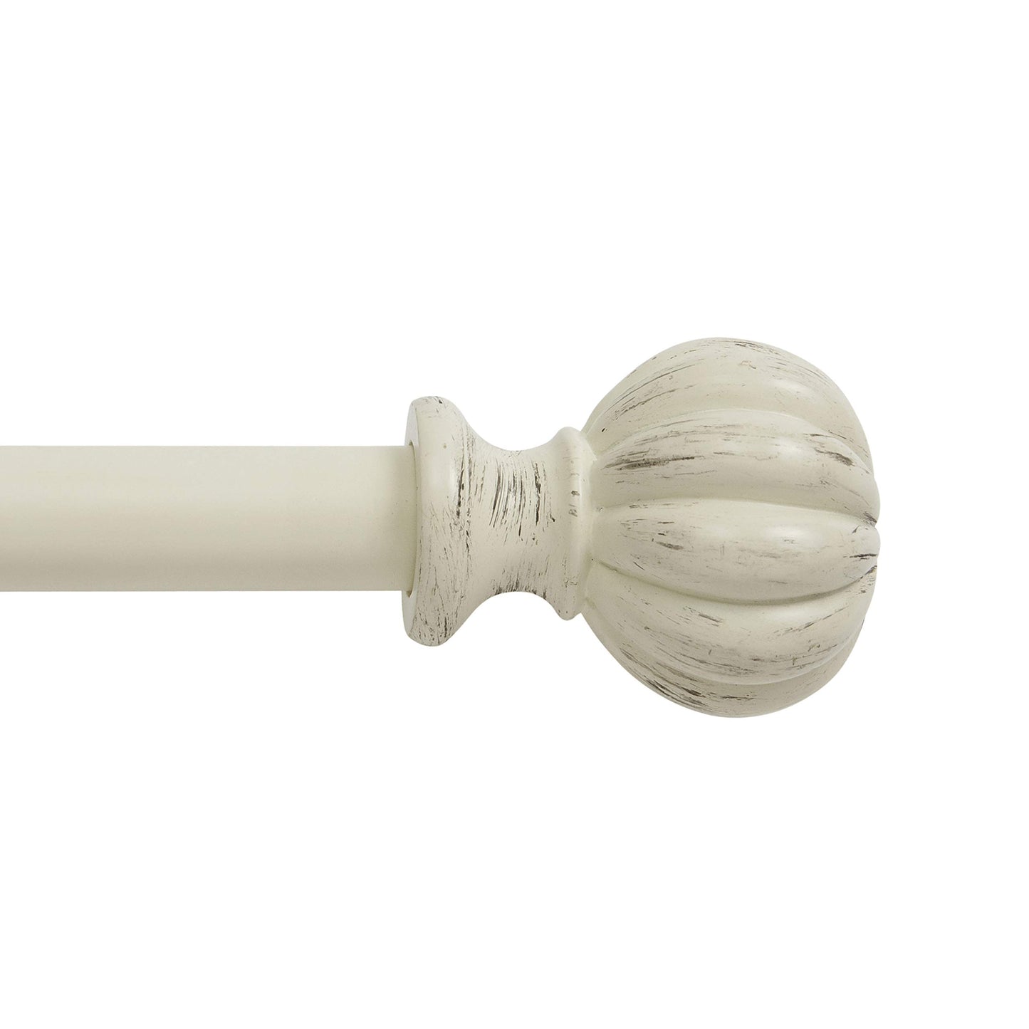 Kenney KN71604 Rachel Fluted Knob End Standard Decorative Window Curtain Rod, 28-48" Adjustable Length, Antique White Finish, 5/8" Diameter Steel Tube