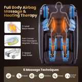 COSTWAY 4D Flexible Track Massage Chair, Full Body Zero Gravity Massage Recliner w/Airbags, Waist Heater, Electric Calf Frame, Auto Body Scan, Wireless Charging Station, Thai Stretching (Gray) COSTWAY