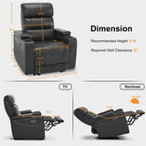 MCombo Power Recliner Chair with Adjustable Headrest, Home Theater Seating with USB & Type-C Port, Armrest Storage & LED Light HTS432SET (Dark Grey, Single Recliner) MCombo