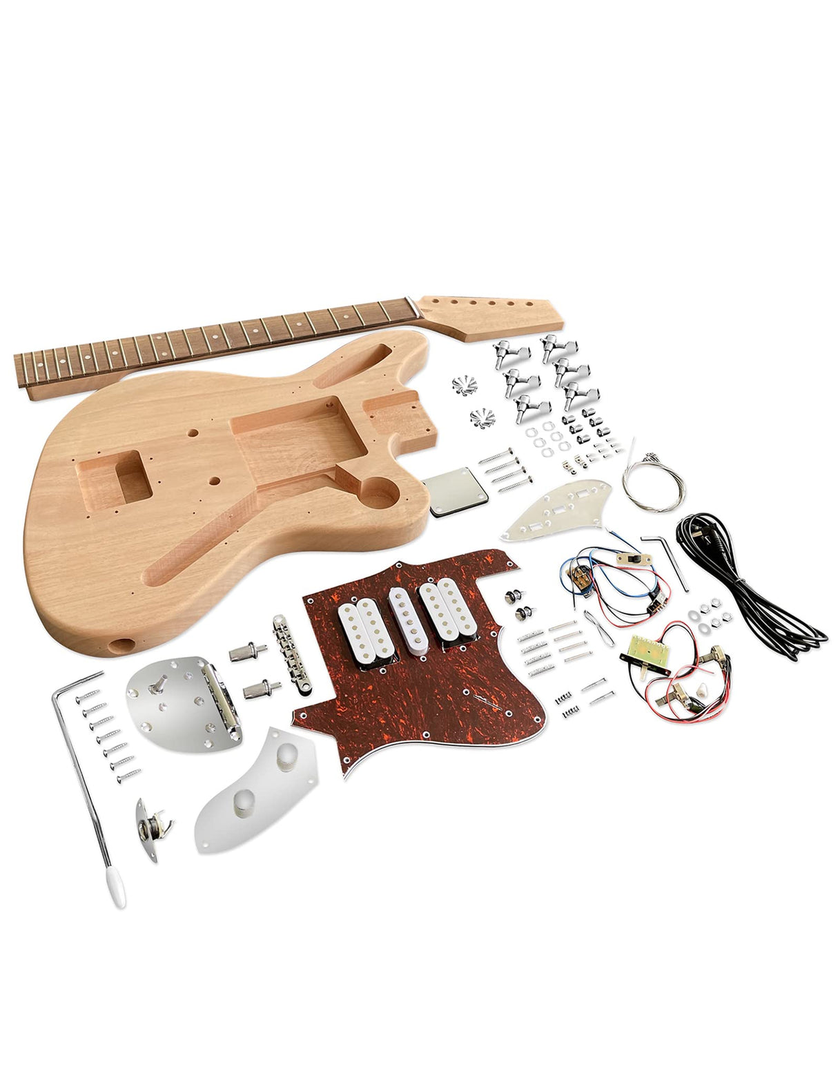 Fistrock DIY Electric Guitar Kit Beginner Kit 6 String Right Handed with Mahogany Body Mahogany Neck Rosewood Fingerboard Chrome Hardware Build Your Own Guitar. Fistrock