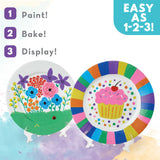 MindWare Paint Your Own Porcelain Plates - Kit Includes 2 Porcelain Plates, 12 Paints, 2 Paint Brushes, and 2 Stands MindWare