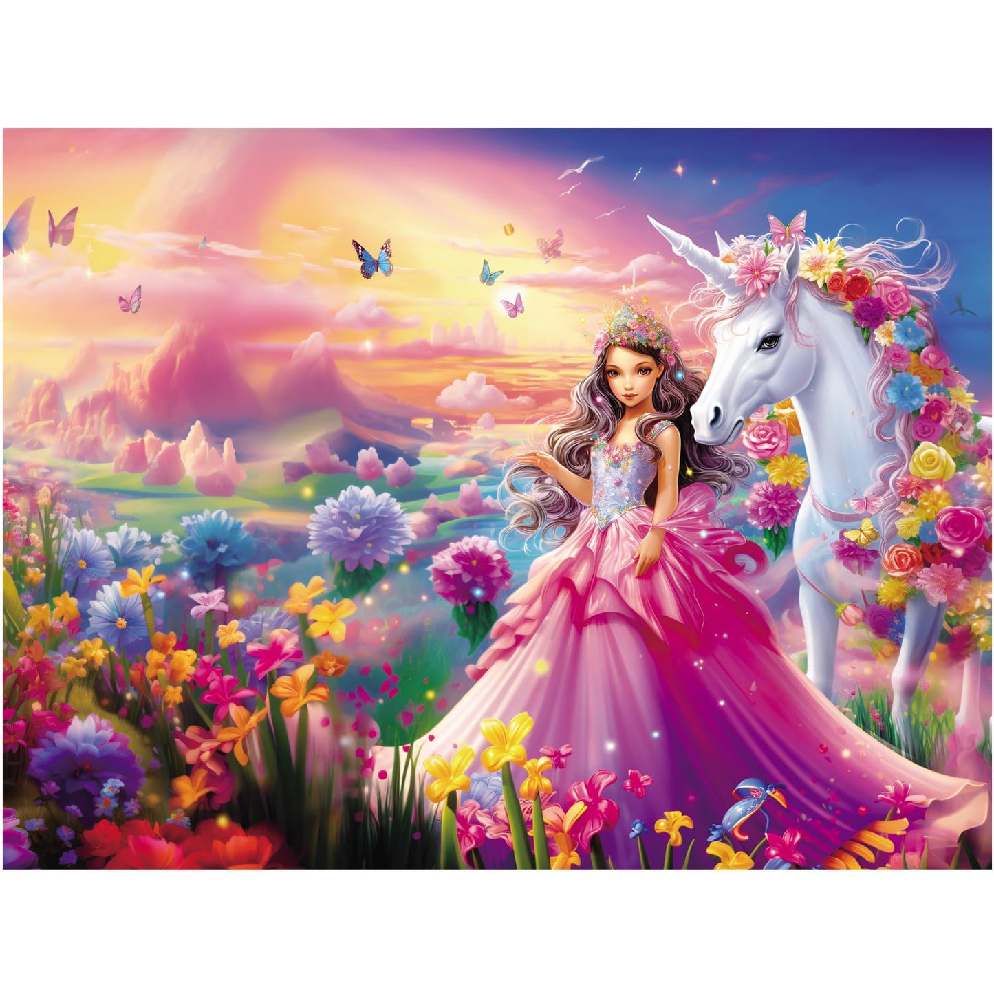 Fishwisdom 100 Piece Jigsaw Puzzle for Kids Age 4-8 Teens Gift Family Time (Princess & Unicorn)