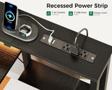 AODK 48-Inch Gaming Desk with Power Outlets & LED Light, Reversible PC Desk with Fabric Drawer and File Cabinet, Computer Desk with Keyboard Tray, Table with Full Monitor Riser and PC Stand, Black AODK