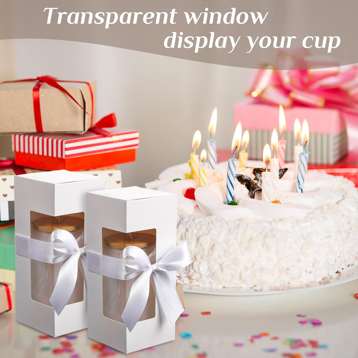 Honoson 24 Pcs Gift Boxes for Sublimation Glass Cup Shipping Gift Boxes for Packaging Exhibition Clear Gift Box for 12 16 20oz Drinking Jars Sublimation Glass Can Blank Tumbler Gift Box (White, White) Honoson