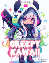 Anime Coloring Book: Creepy Kawaii: Manga Art & Anime Enthusiasts Stress Relief Adult Coloring WoodArtSupply