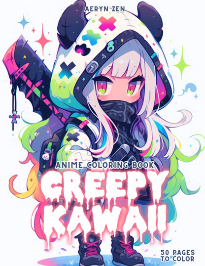 Anime Coloring Book: Creepy Kawaii: Manga Art & Anime Enthusiasts Stress Relief Adult Coloring