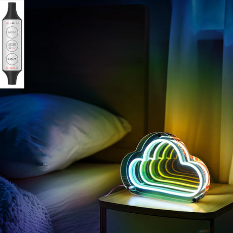 Fariita Infinity Cloud Neon Sign Light Up Infinity Mirror Double-Layer Acrylic Light Cloud LED Lamp with USB Power Bar Home Table Decor Gifts for Birthday Mather's Day Housewarming Congrats Grad Fariita