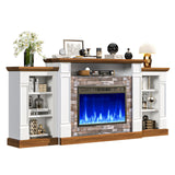 oneinmil 70" Fireplace TV Stand, Electric Fireplace with Mantel, Modern Entertainment Center with Open Storage, Remote Control, Adjustable Flame, Fire Place TV Stand for Living Room, Bedroom Oneinmil