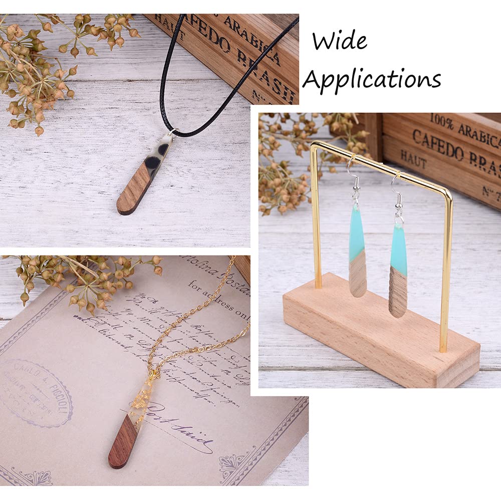 Beadthoven 26pcs/13 Pairs Natural Wood Resin Teardrop Charms DIY Earrings Pendants Mixed Colors Long Water Drop Shape Wooden Pendants for Statement Jewelry Making Findings BB Beadthoven