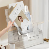 Gagee 2 Pack Brochure Display Stand or Wall Mount 8.5 x 11 inch,3 Tier Magazine Holder,Clear Stands for Display Literature,Brochures,Pamphlet,Flyer,Paper Document Gagee