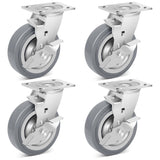 Nefish 6 Inch Heavy Duty Casters Wheels, Industrial Grade Thermoplastic Rubber Casters with Brake 4500 LBS, Ball Bearing Plate Swivel Castors Set of 4, Casters Wheels for Equipment, Industrial Nefish