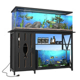 PAPIHO 55-75 Gallon Aquarium Stand with Power Outlets,Fish Tank Stand with Cabinet&LED Light,Aquarium Stand for Fish Tank/Turtle Tank/Reptile Terrarium,1100LBS Capacity,Black PAPIHO