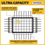 SOYEEZE Garden Tool Organizer with Lockable Wheels, Heavy Duty 3-Tier Yard Tower Tool Rack for Garage, Holds Up to 35 Long-Handled Tools, Garden Tool Cart with 12 Hooks for Tool Organization Storage SOYEEZE