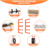 Ultrawall Lumber Storage Rack Wall Mount Wood Storage Racks, Metal Wood Organizer Racks for Shed, Workshop, Garage, Holds Up 220 LBS Per Level (Pack of 4, Orange) Ultrawall