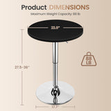 Yaheetech Round Bar Table, Adjustable Height and 360° Swivel Pub Tables, Cocktail Table with MDF Top, Silver Leg Base for Bar, Bistro, Café, Black Yaheetech