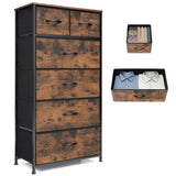 VredHom Fabric Dresser for Bedroom, Tall Skinny Dresser with 6 Drawers, Storage Organizer Tower, Steel Frame Wooden Top for Closet, Living Room, Hallway(Rustic Brown) VredHom