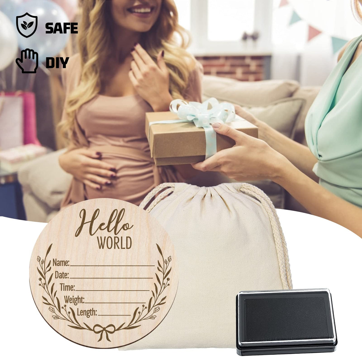 Mayyi Newborn Birth Announcement Sign,Personalized Baby Announcement, Custom Engraved Wooden Baby Name Sign, Newborn Photo Props, Hello World Newborn Mayyi