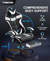 Soontrans White Gaming Chairs with Footrest, Video Game Chairs for Adults Teens,Ergonomic Gamer Chair with Headrest, Lumbar Support Adjustable Recliner Chair(Polar White) Soontrans