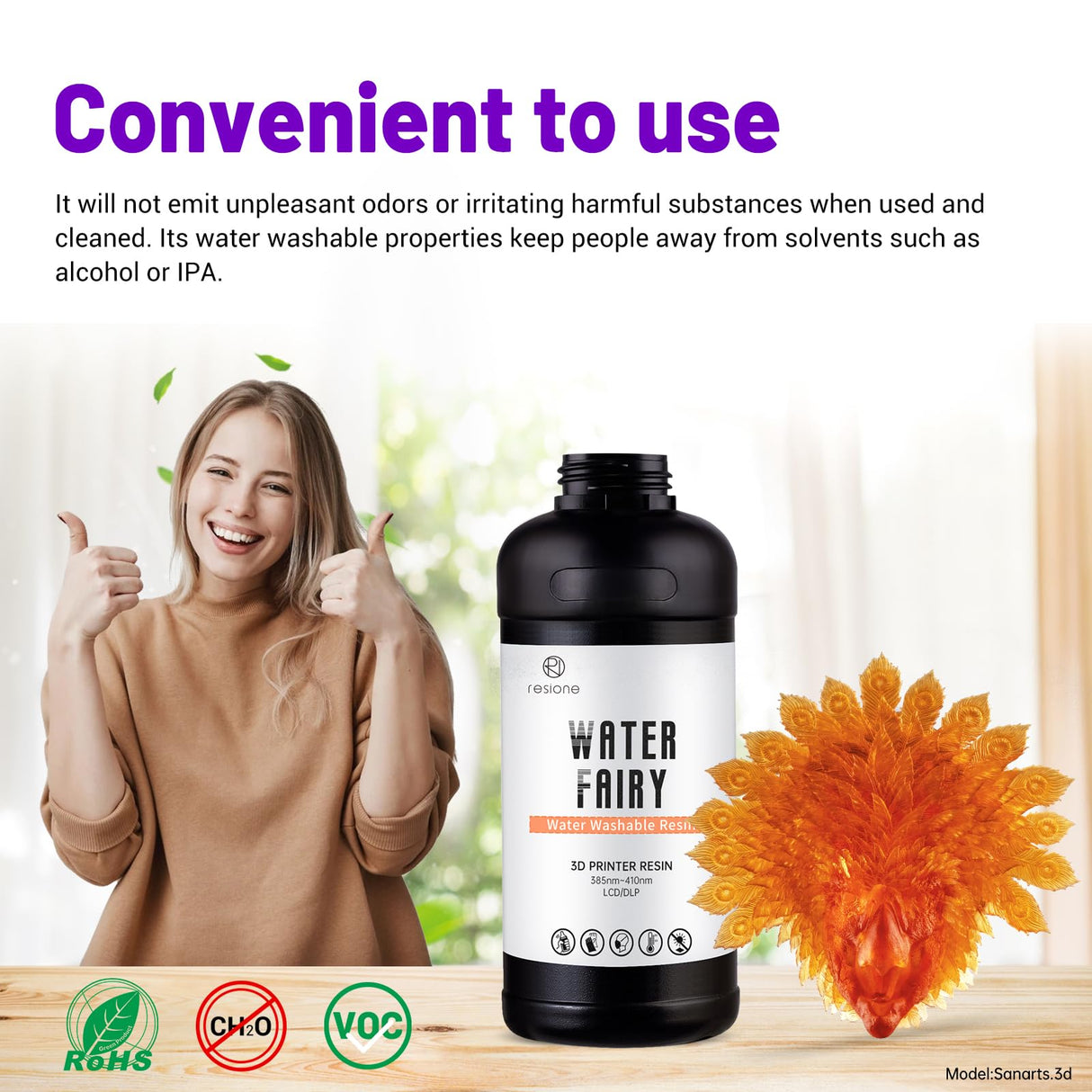 RESIONE 3D Printer Resin, Clear Water-Washable Resin with High-Speed Printing Excellent Fluidity and Almost Odorless Printing Resin RI RESIONE