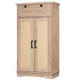 HOOBRO Pantry Cabinet, Kitchen Pantry Cabinet with Rattan-Like Decoration,Storage Cabinet with Drawer and Adjustable Shelf, Farmhouse Style Kitchen Pantry for Kitchen, Dining Room, Natural NL12PC01 HOOBRO