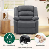 ANJ Fabric Recliner Chair with Overstuffed Arms and Back, Comfy Grey Manual Recliner for Adults, Living Room Single Sofa ANJ