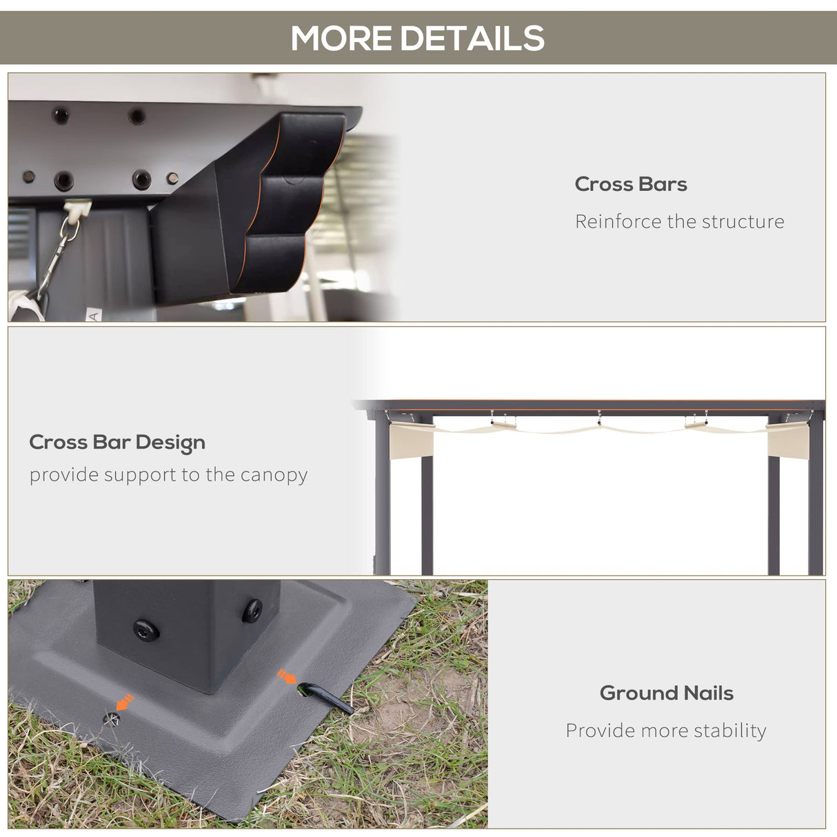 Outsunny 10' x 10' Retractable Pergola Canopy, Patio Gazebo, Sun Shelter with Aluminum Frame for Outdoors, Cream White Outsunny