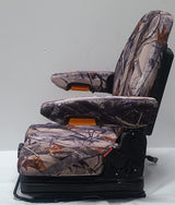 DSC Tractor Seats, Forklift/Tractor Replacement Suspension Seat with Built-in Headrest and Adjustable Armrest Customized in XD3 Camo Endura. TSKL10-XD3-C WoodArtSupply