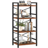 Yoobure 4 Tier Bookshelf - Small Book Shelf Industrial Bookcase, Narrow Book Case Book Storage Organizer for CD/Movie/Book, Bookshelves for Bedroom Office Living Room Berry Brown Yoobure
