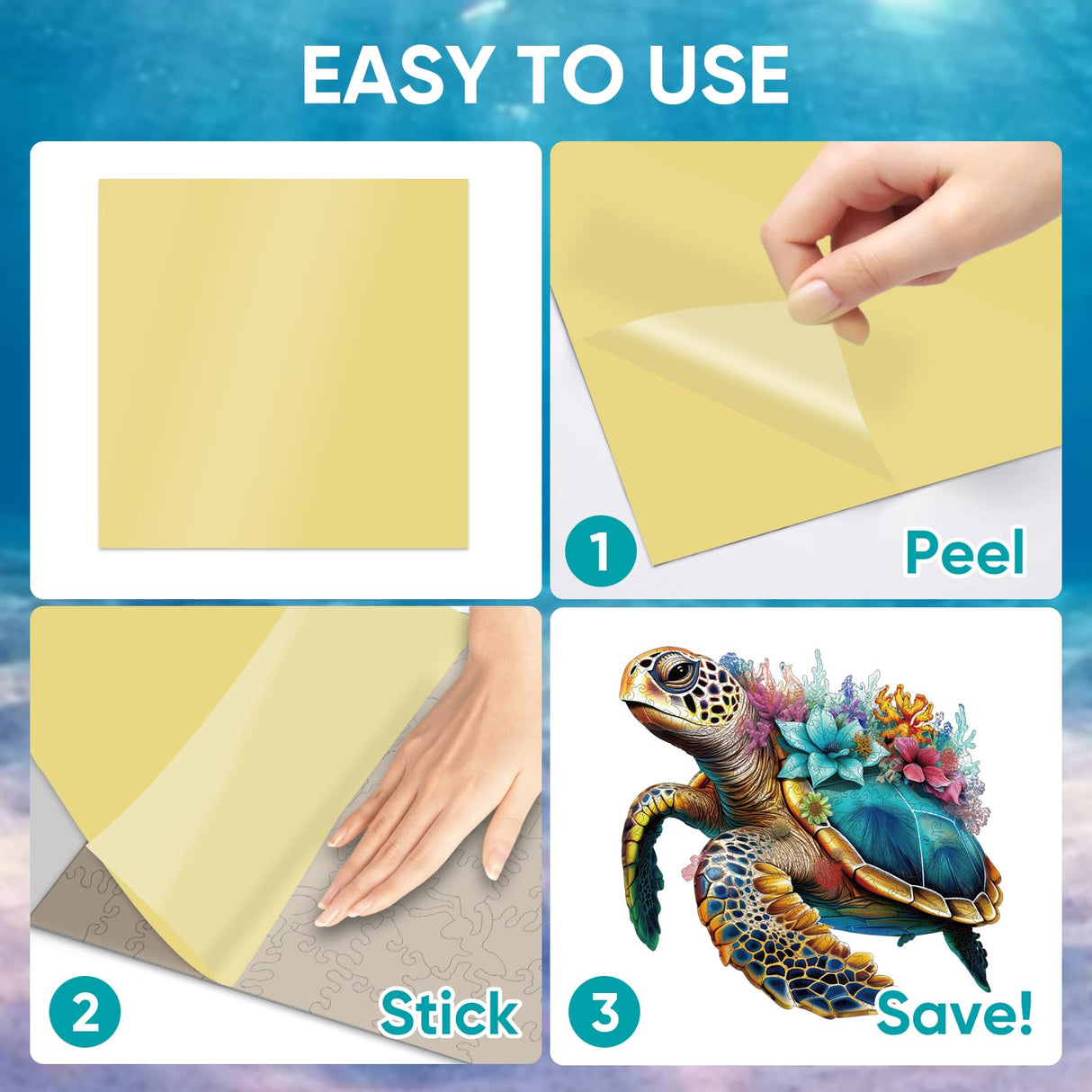 Wooden Puzzles for Adults, Coral Sea Turtle Jigsaw Puzzles 500 Piece, Unique Shape Puzzles for Adults and Kids, Fun Challenging Puzzles Family Game Gift, Royal Size 16.7 x 16.3 Inches delobil