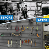 Duzzy Slatwall Panel, 4' H x 8' W PVC Slat Wall Paneling for Garage Wall Storage Organizer with Slatwall Hooks and Hangers (Grey) Duzzy