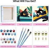 KYOQFVN Paint by Numbers Kit for Adults Framed - Black Cat Paint by Numbers for Adults with Frame, DIY Acrylic Easy Painting by Numbers for Home Wall Decor 8x8inch KYOQFVN