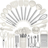 Kitchen Utensils Set-Umite Chef 34 Pcs Silicone Cooking Utensils Set for Nonstick Cookware-Silicone Spatulas Set, Stainless Steel Handle-White Kitchen Gadgets Tools, Pots and Pans Accessories Umite Chef