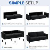 Yaheetech 67" W Fabric Sofa Couch 2 Seater Loveseat Sofa with USB Charging Ports Upholstered Sofa Living Room Office Bedroom, Black Yaheetech