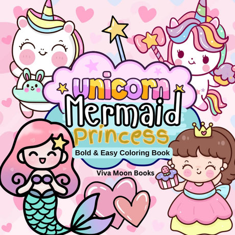 Unicorn ,Mermaid, & Princess Coloring Book for Kids Ages 4-8: "Magical Unicorns, Beautiful Mermaids & Lovely Princesses – Fun & Easy Coloring for ... Easy Outlines" (Bold and Easy Coloring books) WoodArtSupply