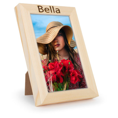 Personalized Wooden Picture Frames 4x6 in - Light Wood Vintage Picture Frames - Custom Rustic Wood Photo Frames for Wall and Desktop Display - Customized 4x6 Picture Frame Gift - WoodArtSupply