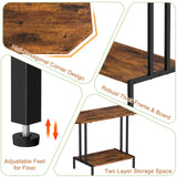 Coffee Table for Living Room, 2 Tier Small Coffee Table with Open Storage Shelf, Center Table Industrial Modern Style Coffee Tables with Wood Tabletop, Rustic Brown CADUKE