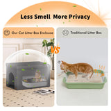 Zerbuger Cat Litter Box Enclosure Furniture for Odor Control, Hidden Cabinet Cats Litter Ottoman with Flip-Up Lid,Cat Litter Box Bench with Storage Space, Dog Proof(Grey, Large) Zerbuger