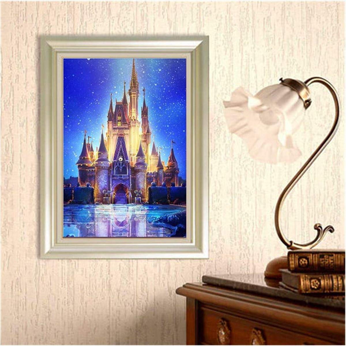 DIY 5D Diamond Painting Kits for Adults, Minelife Full Drill Crystal Rhinestone Painting by Number Kits Arts Craft Rhinestone Embroidery for Home Wall Decor Starry Castle (30x40cm) Minelife