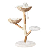 Injollylives Modern Cat Tree Tower, Wooden Cat Tower, Heavy Duty Cat Trees for Large Cats, Unique Handmade Aesthetic Cat Tree with Real Wood Branches, Luxury Boho Cat Furniture, Large InJollyLives