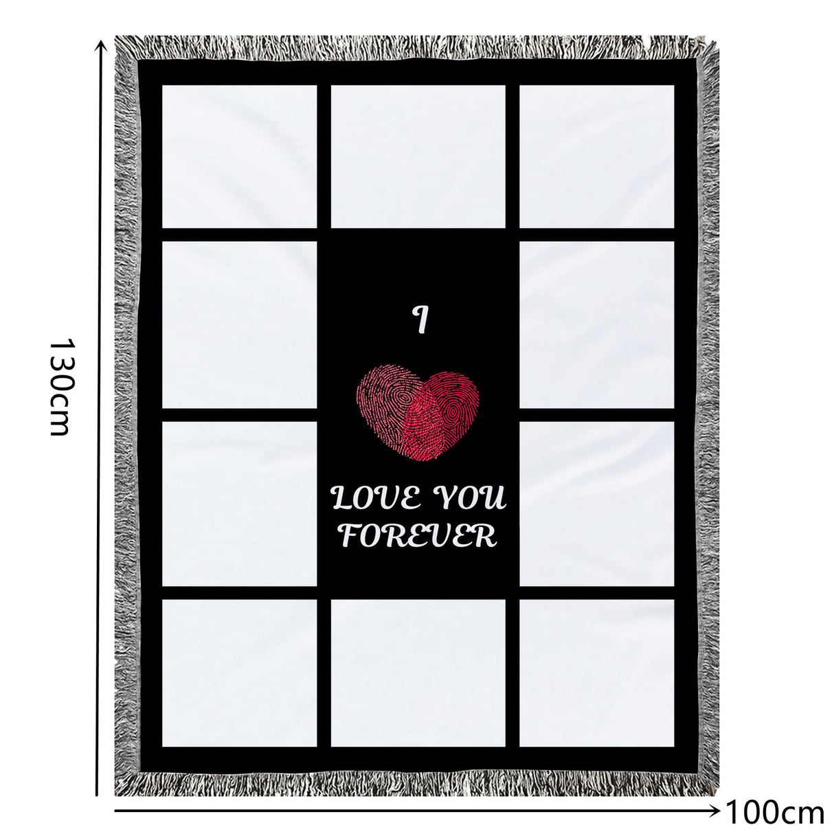 Yunhuy Sublimation Blanks Throw Blanket 1/9/15/20 Printable Panels,Super Soft 330GSM Flannel Plush Sublimation Custom Personalised Photo Blanket (I Love You 10 Panels, 50'' x 40'') Yunhuy