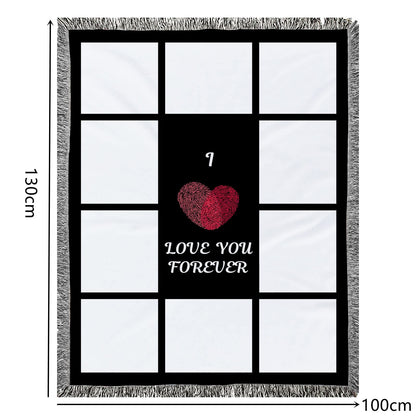 Yunhuy Sublimation Blanks Throw Blanket 1/9/15/20 Printable Panels,Super Soft 330GSM Flannel Plush Sublimation Custom Personalised Photo Blanket (I Love You 10 Panels, 50'' x 40'')