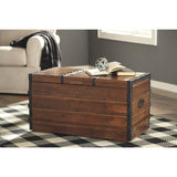Signature Design by Ashley Kettleby Vintage Wood Storage Trunk or Coffee Table with Lift Top 19", Brown Signature Design by Ashley