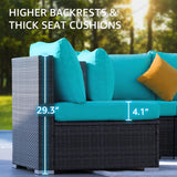 NICESOUL 11-Piece Patio Furniture with Chaise Lounge, Modern Wicker Outdoor Sectional with Fire Pit, Comfortable 29.3'' High-Back Conversation Seating, Heavy Duty All-Weather Couch Set, Grey & Teal NICESOUL